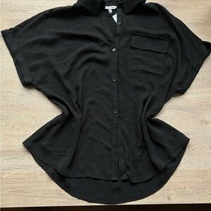 Black Button-Up loose fit blouse